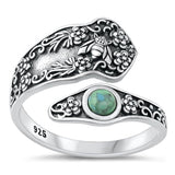 Sterling Silver Oxidized Genuine Turquoise Nature Ring