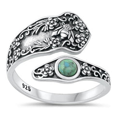 Sterling Silver Oxidized Genuine Turquoise Nature Ring