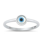 Sterling Silver Oxidized Evil Eye Stone Ring