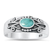 Load image into Gallery viewer, Sterling Silver Oxidized Genuine Turquoise Stone Ring Face Height-7.2mm