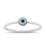 Sterling Silver Oxidized Mother of Pearl Evil Eye Ring