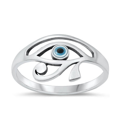 Sterling Silver Oxidized Mother of Pearl Eye of Horus Ring