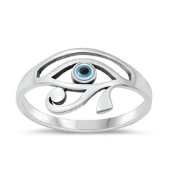 Sterling Silver Oxidized Mother of Pearl Eye of Horus Ring