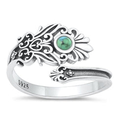 Sterling Silver Oxidized Genuine Turquoise Ring-13.5mm