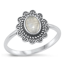 Load image into Gallery viewer, Sterling Silver Oxidized Celtic Oval Moonstone Ring Face Height-14mm