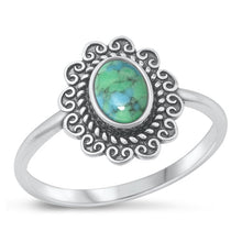 Load image into Gallery viewer, Sterling Silver Oxidized Celtic Oval Genuine Turquoise Stone Ring Face Height-14mm