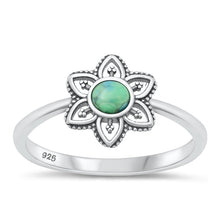 Load image into Gallery viewer, Sterling Silver Oxidized Mandala Genuine Turquoise Stone Ring Face Height-10.9mm
