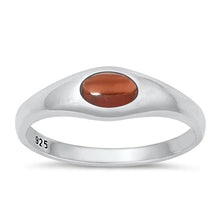 Load image into Gallery viewer, Sterling Silver Polished Genuine Garnet Stone Ring Face Height-6.1mm