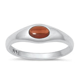 Sterling Silver Polished Genuine Garnet Stone Ring Face Height-6.1mm