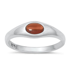 Sterling Silver Polished Genuine Garnet Stone Ring Face Height-6.1mm