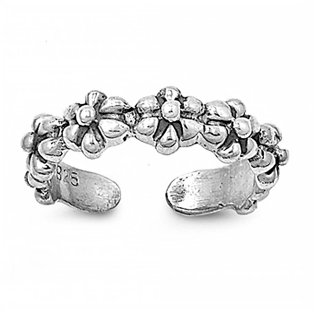 Sterling Silver Fancy Flower Toe RingAnd Width 5.5 MM