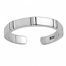 Load image into Gallery viewer, Sterling Silver Classy Vertical Line Toe RingAnd Width 3 MM
