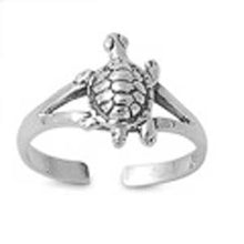 Load image into Gallery viewer, Sterling Silver Fancy Turtle Toe RingAnd Face Height 10 MM
