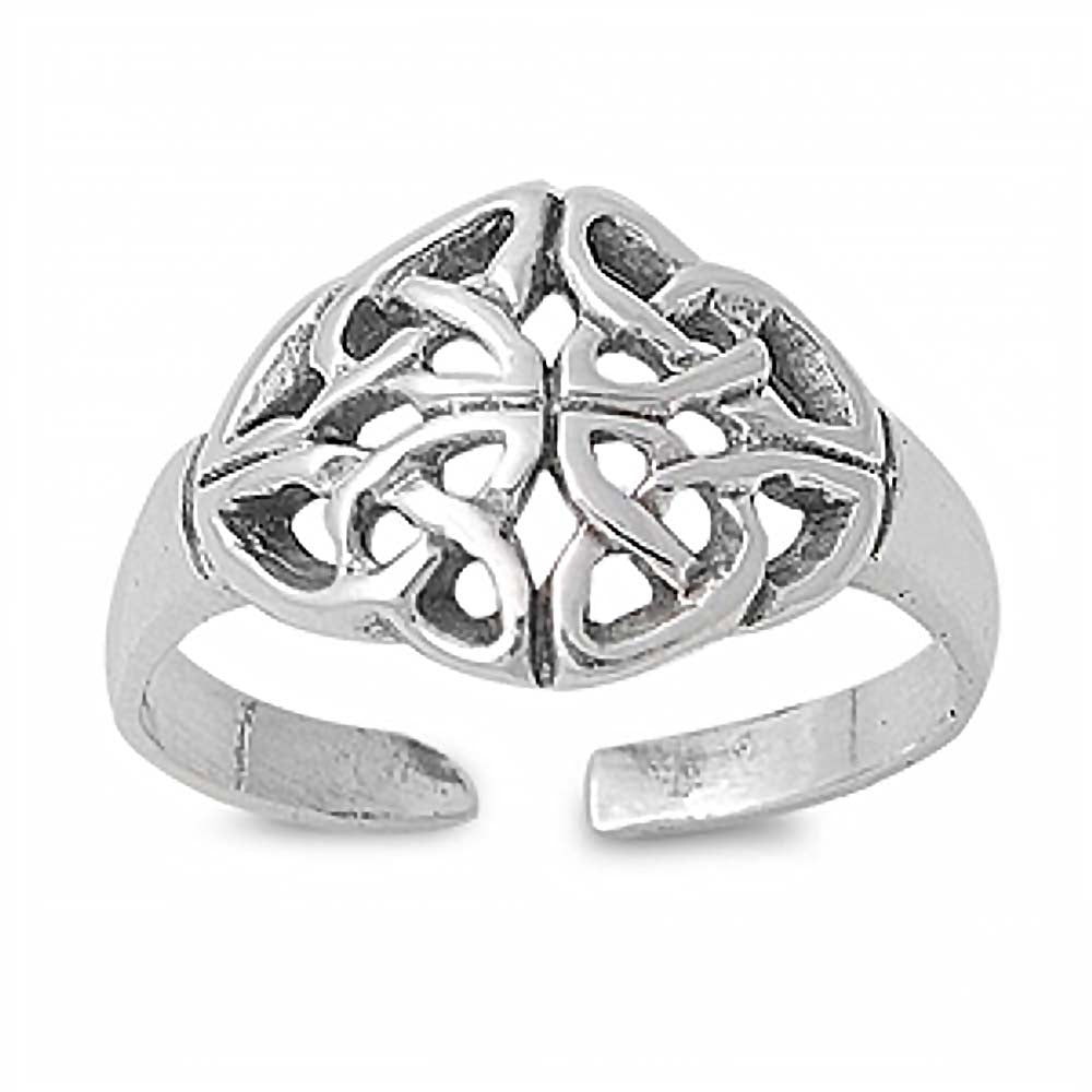 Sterling Silver Luxurious Celtic Knot Toe Ring, Face Height 10 MM