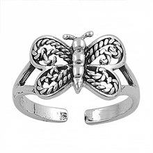 Load image into Gallery viewer, Sterling Silver Fancy Monarch Butterfly Toe RingAnd Face Height 9 MM