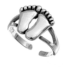Sterling Silver Classy Feet Toe RingAnd Face Height 11 MM