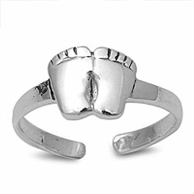 Sterling Silver Fancy Feet Toe RingAnd Face Height 7 MM