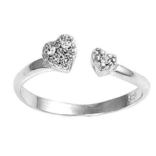 Load image into Gallery viewer, Sterling Silver Clear CZ in Heart shape Toe Ring and Face Height 5mmAndBand Width 2mm