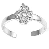 Sterling Silver Luxurious Clear Cross Simulated Toe RingAnd Face Height 8 MM