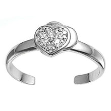 Load image into Gallery viewer, Sterling Silver Elegant Heart with Clear CZ Toe RingAnd Face Height 7 MM