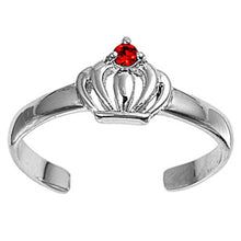 Load image into Gallery viewer, Sterling Silver Luxurious Crown with Pink CZ Toe RingAnd Face Height 6 MM