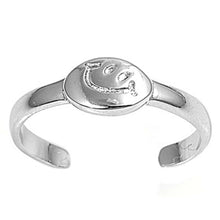 Load image into Gallery viewer, Sterling Silver Classy Smiling Face Toe RingAnd Fae Height 5 MM