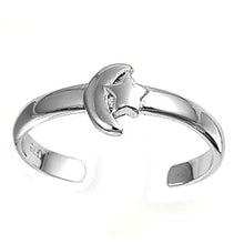 Load image into Gallery viewer, Sterling Silver Elegant Moon Toe RingAnd Face Height 6 MM