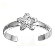 Load image into Gallery viewer, Sterling Silver Elegant Plumeria with Clear CZ Toe RingAnd Face Height 7  MM