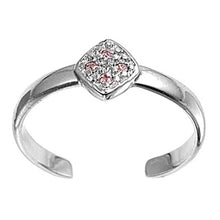 Load image into Gallery viewer, Sterling Silver Luxurious Paved Square with Pink and Clear Simulate DiamondAnd Face Height 6 MM