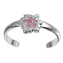 Load image into Gallery viewer, Sterling Silver Elegant Leaf with Pink  CZ Toe RingAnd Face Height 7 MM