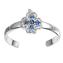 Load image into Gallery viewer, Sterling Silver Luxurious Cross with Blue Sapphire CZ Toe RingAnd Face Height 8 MM
