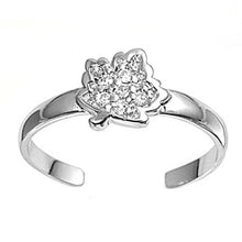 Load image into Gallery viewer, Sterling Silver Elegant Leaf with Clear  CZ Toe RingAnd Face Height 7 MM