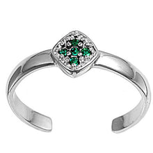 Load image into Gallery viewer, Sterling Silver Luxurious Cross with Emerald CZ Toe RingAnd Face Height 6 MM