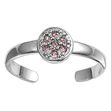 Load image into Gallery viewer, Sterling Silver Luxurious Round Pink CZ Toe RingAnd Face Height 6 MM