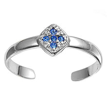 Load image into Gallery viewer, Sterling Silver Luxurious Cross with Blue Sapphire CZ Toe RingAnd Face Height 6 MM