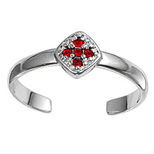 Load image into Gallery viewer, Sterling Silver Luxurious Cross with Ruby CZ Toe RingAnd Face Height 6 MM