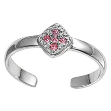 Load image into Gallery viewer, Sterling Silver Luxurious Cross with Pink CZ Toe RingAnd Face Height 6 MM