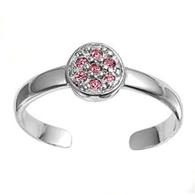 Load image into Gallery viewer, Sterling Silver Luxurious Round Pink CZ Toe RingAnd Face Height 6 MM