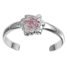Load image into Gallery viewer, Sterling Silver Elegant Leaf With Pink  CZ Toe RingAnd Face Height 7 MM