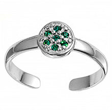 Load image into Gallery viewer, Sterling Silver Fancy Round Emerald CZ Toe RingAnd Face Height 6 MM