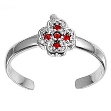 Load image into Gallery viewer, Sterling Silver Luxurious Cross with Ruby CZ Toe RingAnd Face Height 8 MM