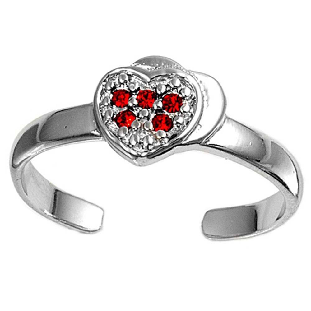 Sterling Silver Classy Heart with Ruby CZ And Face Height 6 MM