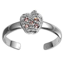 Load image into Gallery viewer, Sterling Silver Elegant Apple with Pink Sapphire CZ Toe RingAnd Face Height 7 MM