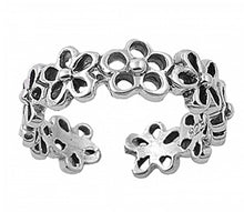 Load image into Gallery viewer, Sterling Silver Fancy Cut Out Plumeria Flower Toe RingAnd Band Width 5 MM