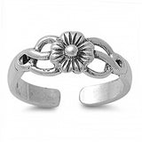 Sterling Silver Classy Flower Design Toe RingAnd Band Width 3 MM