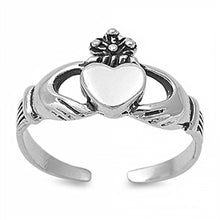 Load image into Gallery viewer, Sterling Silver Stylish Claddagh Toe RingAnd Width 6MM