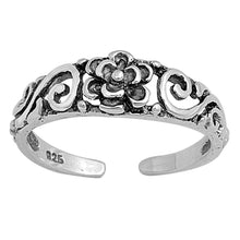 Load image into Gallery viewer, Sterling Silver Fancy Flower Design Toe RingAnd Face Height 5 MM