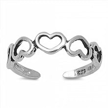 Load image into Gallery viewer, Sterling Silver Fancy Multi Heart Design Toe RingAnd Width 4 MM