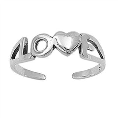 Sterling Silver Classy   Love  with Heart Toe RingAnd Width 4 MM