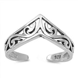 Sterling Silver V Shape Filigree Toe Ring